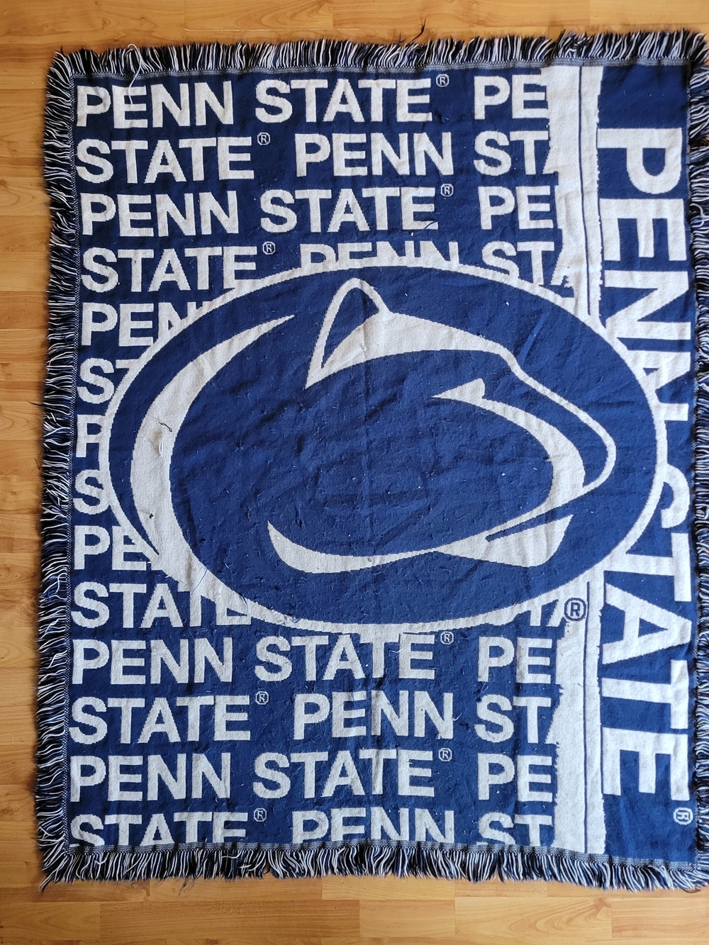 NCAA Penn State Nittany Lions Man Cave Tapestry Blue And White Throw Blanket